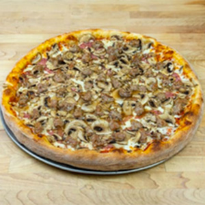Salami, Mushrooms and Sausage Pizza