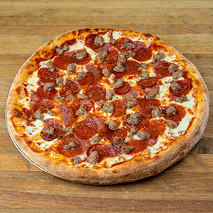 Salami, Sausage and Pepperoni Pizza