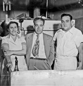 Carol, Toto and son Frank Spadarella in 1946 at their restaurant on Coney Island Avenue, New York